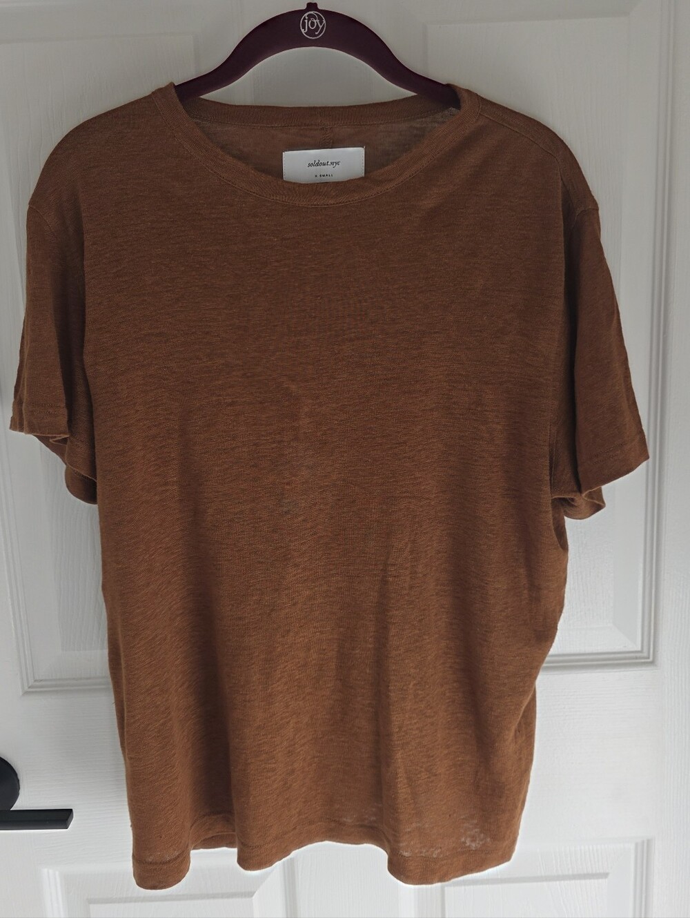 Sold Out NYC Linen Perfect Tee Rust Brown XS 100% Linen